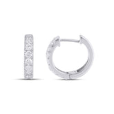 10K White Gold Classic PavΓ© Diamond Hoop Earrings